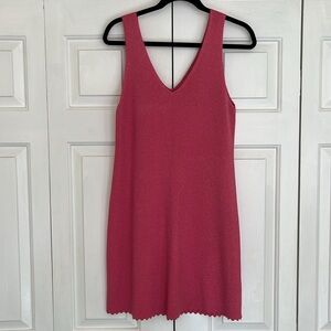 Oliver Bonas pink shimmering v-neck dress